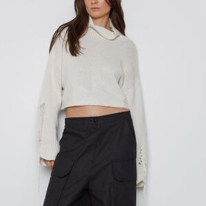 distress turtleneck sweater